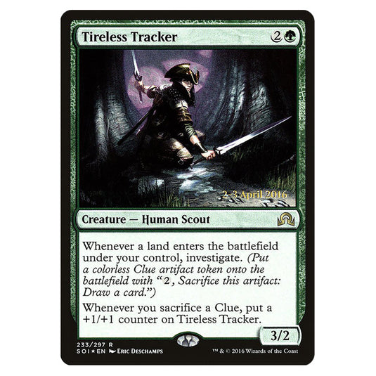 Tireless Tracker 233s card from the Magic The Gathering set Shadows Over Innistrad Promos