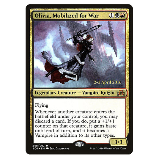 Olivia, Mobilized for War 248s card from the Magic The Gathering set Shadows Over Innistrad Promos