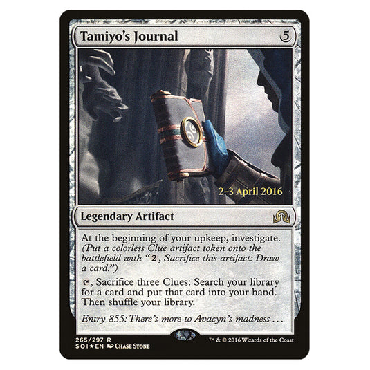 Tamiyo's Journal 265s card from the Magic The Gathering set Shadows Over Innistrad Promos