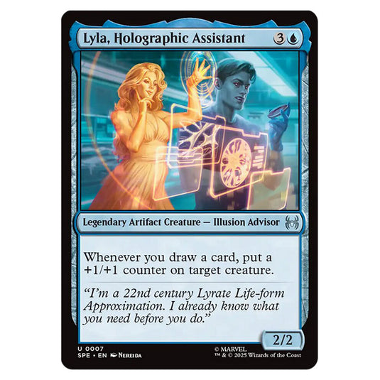 Lyla, Holographic Assistant 0007 card from the Magic The Gathering set Marvel's Spider-Man Eternal