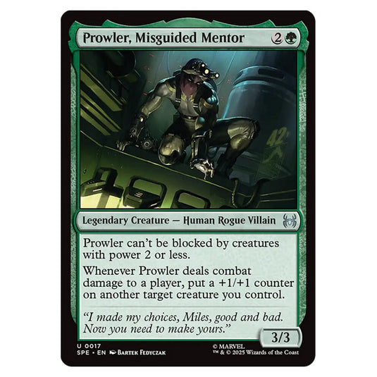 Prowler, Misguided Mentor 0017 card from the Magic The Gathering set Marvel's Spider-Man Eternal