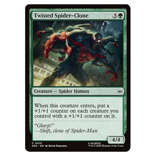 Twisted Spider-Clone 0019 card from the Magic The Gathering set Marvel's Spider-Man Eternal
