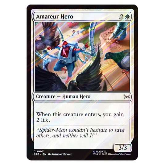 Amateur Hero 0001 card from the Magic The Gathering set Marvel's Spider-Man Eternal