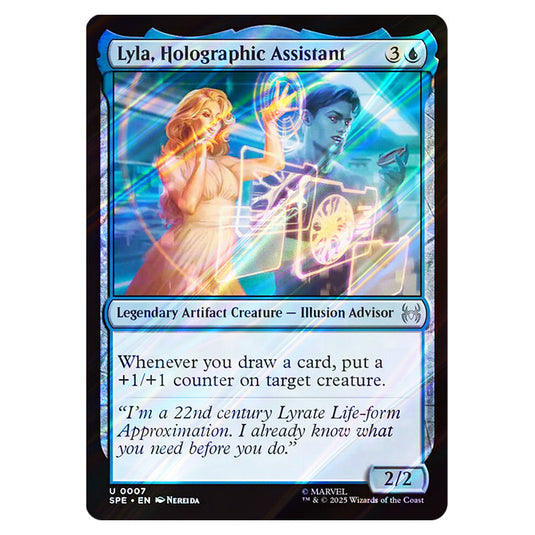 Lyla, Holographic Assistant 0007 card from the Magic The Gathering set Marvel's Spider-Man Eternal