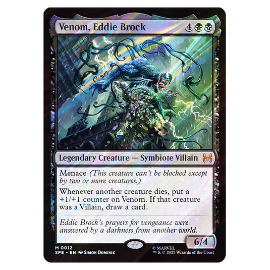 Venom, Eddie Brock 0012 card from the Magic The Gathering set Marvel's Spider-Man Eternal