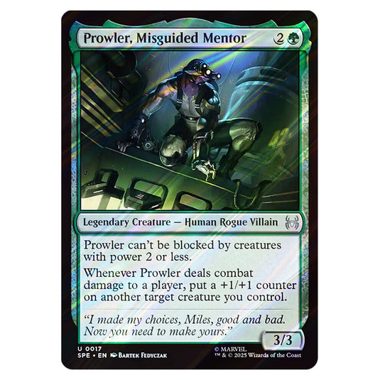 Prowler, Misguided Mentor 0017 card from the Magic The Gathering set Marvel's Spider-Man Eternal