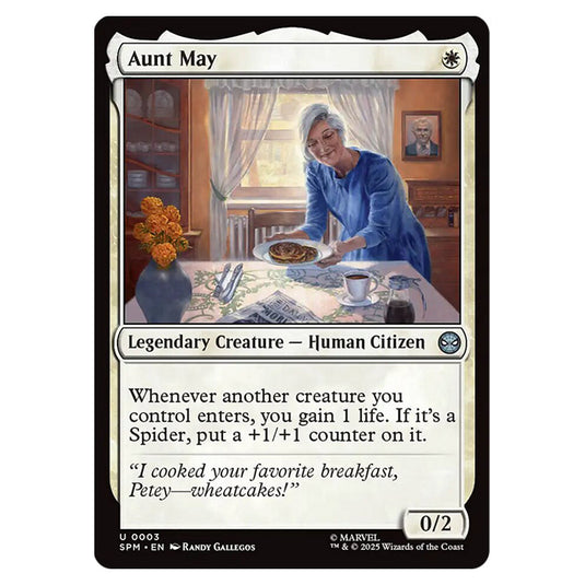 Aunt May 0003 card from the Magic The Gathering set Marvel's Spider-Man