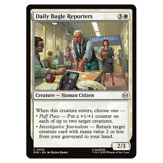 Daily Bugle Reporters 0006 card from the Magic The Gathering set Marvel's Spider-Man