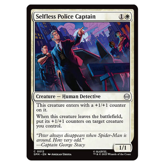 Selfless Police Captain 0012 card from the Magic The Gathering set Marvel's Spider-Man