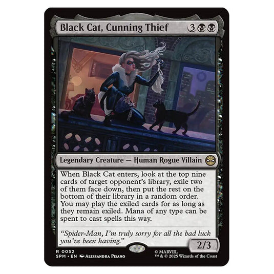Black Cat, Cunning Thief 0052 card from the Magic The Gathering set Marvel's Spider-Man