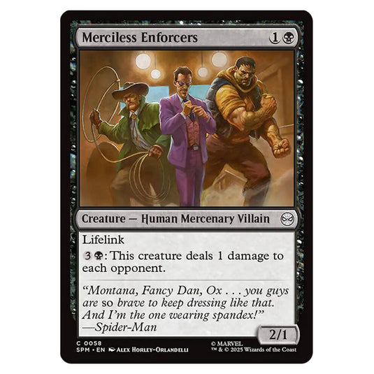 Merciless Enforcers 0058 card from the Magic The Gathering set Marvel's Spider-Man