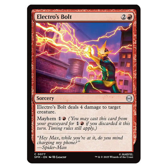 Electro's Bolt 0077 card from the Magic The Gathering set Marvel's Spider-Man