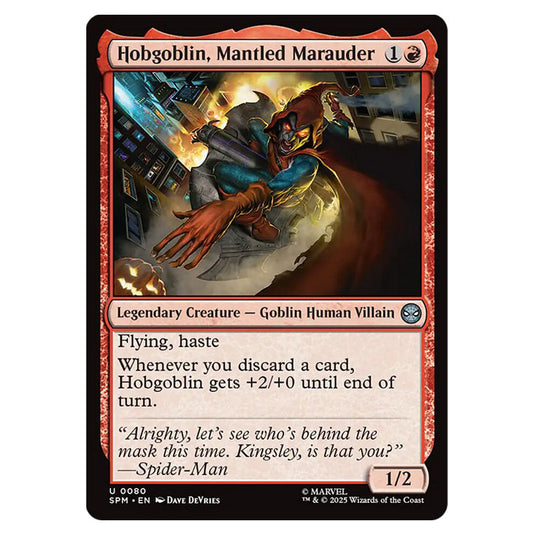 Hobgoblin, Mantled Marauder 0080 card from the Magic The Gathering set Marvel's Spider-Man