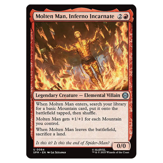 Molten Man, Inferno Incarnate 0084 card from the Magic The Gathering set Marvel's Spider-Man