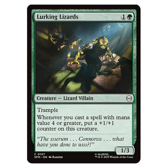 Lurking Lizards 0107 card from the Magic The Gathering set Marvel's Spider-Man