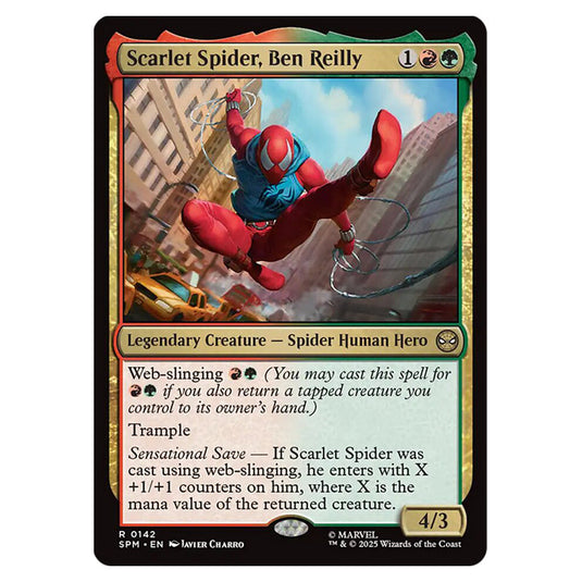 Scarlet Spider, Ben Reilly 0142 card from the Magic The Gathering set Marvel's Spider-Man