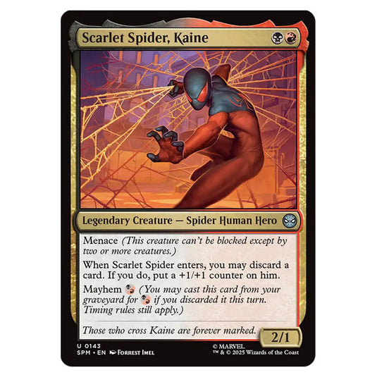 Scarlet Spider, Kaine 0143 card from the Magic The Gathering set Marvel's Spider-Man