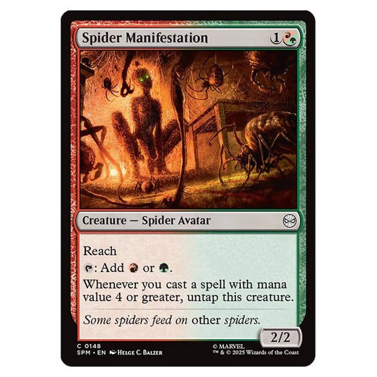 Spider Manifestation 0148 card from the Magic The Gathering set Marvel's Spider-Man