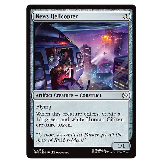 News Helicopter 0169 card from the Magic The Gathering set Marvel's Spider-Man