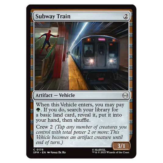 Subway Train 0178 card from the Magic The Gathering set Marvel's Spider-Man