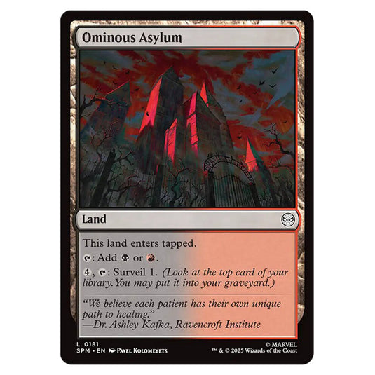 Ominous Asylum 0181 card from the Magic The Gathering set Marvel's Spider-Man