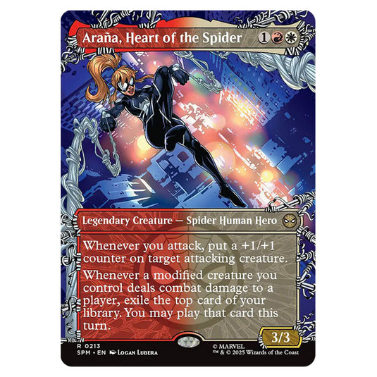 Araña, Heart of the Spider 0213 card from the Magic The Gathering set Marvel's Spider-Man