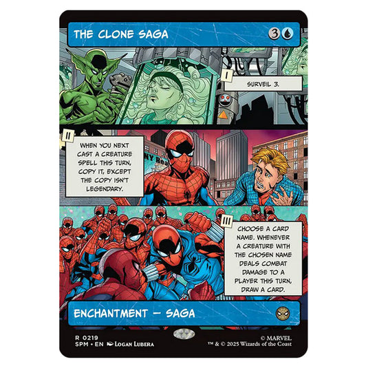 The Clone Saga 0219 card from the Magic The Gathering set Marvel's Spider-Man