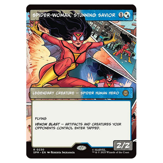 Spider-Woman, Stunning Savior 0230 card from the Magic The Gathering set Marvel's Spider-Man