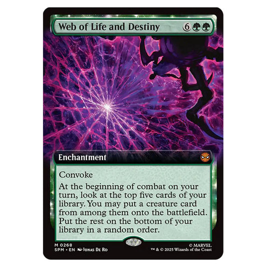 Web of Life and Destiny 0268 card from the Magic The Gathering set Marvel's Spider-Man