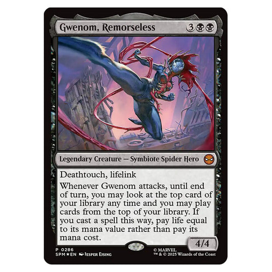 Gwenom, Remorseless 0286 card from the Magic The Gathering set Marvel's Spider-Man