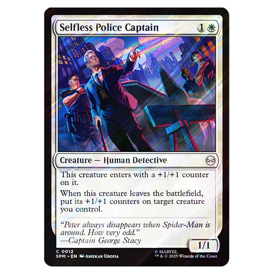 Selfless Police Captain 0012 card from the Magic The Gathering set Marvel's Spider-Man