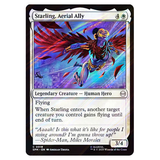 Starling, Aerial Ally 0018 card from the Magic The Gathering set Marvel's Spider-Man
