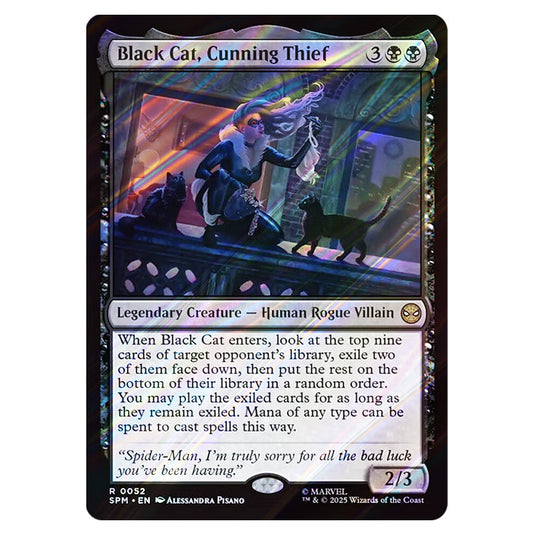 Black Cat, Cunning Thief 0052 card from the Magic The Gathering set Marvel's Spider-Man