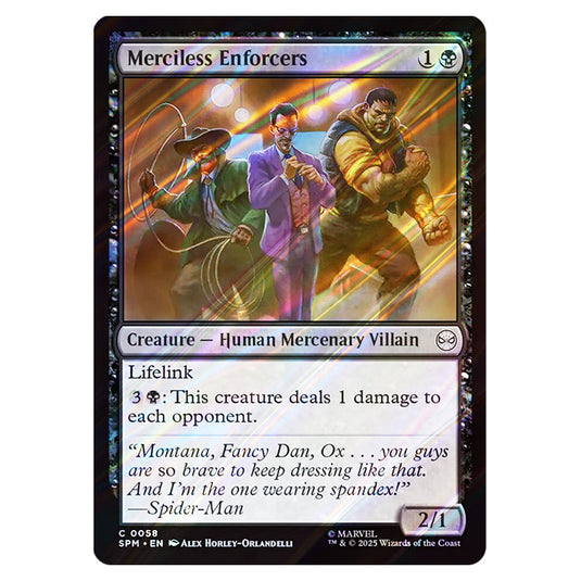 Merciless Enforcers 0058 card from the Magic The Gathering set Marvel's Spider-Man