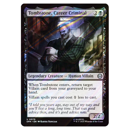 Tombstone, Career Criminal 0070 card from the Magic The Gathering set Marvel's Spider-Man