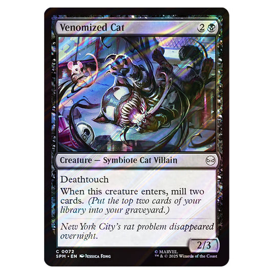 Venomized Cat 0072 card from the Magic The Gathering set Marvel's Spider-Man