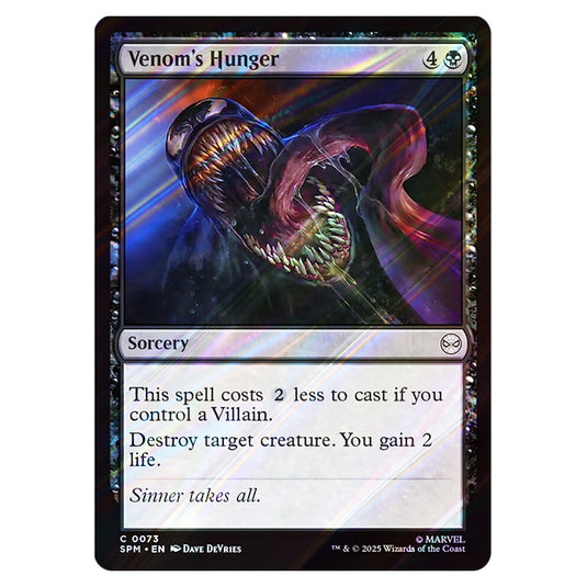 Venom's Hunger 0073 card from the Magic The Gathering set Marvel's Spider-Man