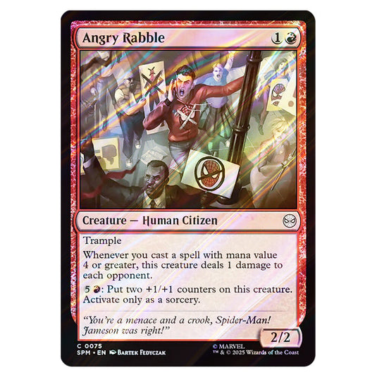 Angry Rabble 0075 card from the Magic The Gathering set Marvel's Spider-Man