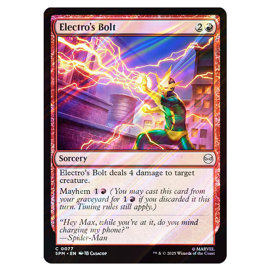 Electro's Bolt 0077 card from the Magic The Gathering set Marvel's Spider-Man