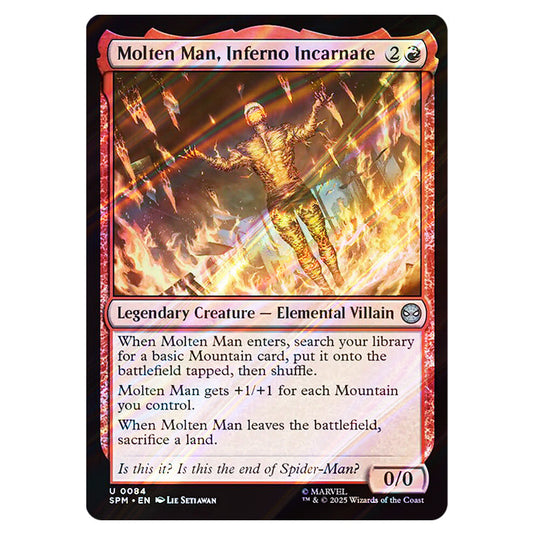 Molten Man, Inferno Incarnate 0084 card from the Magic The Gathering set Marvel's Spider-Man
