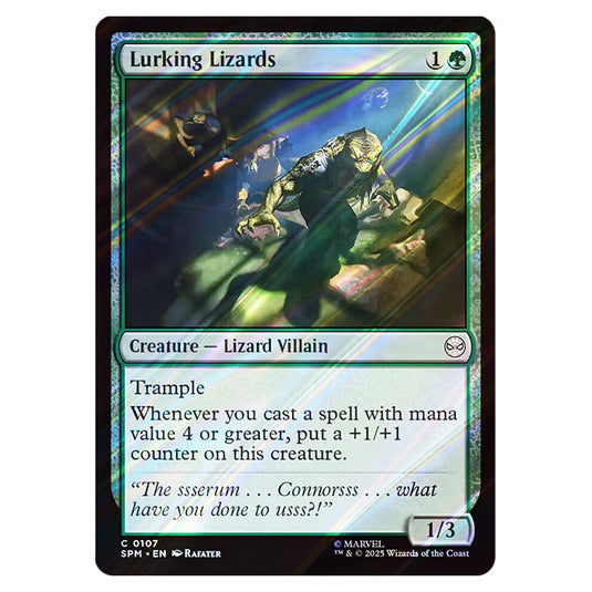 Lurking Lizards 0107 card from the Magic The Gathering set Marvel's Spider-Man