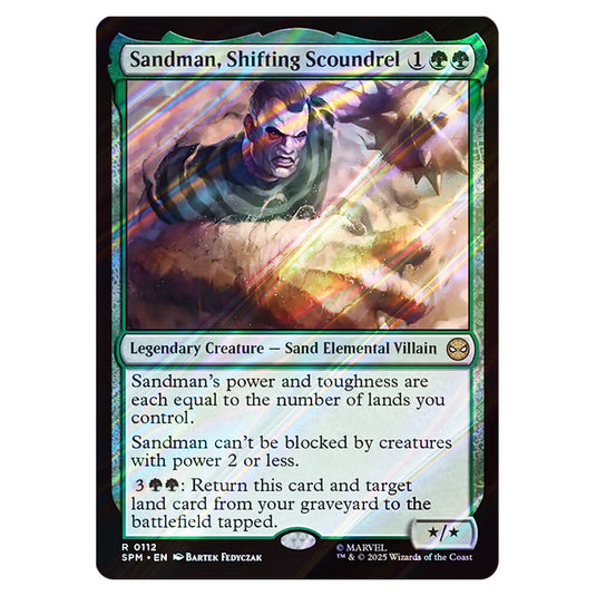 Sandman, Shifting Scoundrel 0112 card from the Magic The Gathering set Marvel's Spider-Man