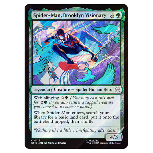 Spider-Man, Brooklyn Visionary 0115 card from the Magic The Gathering set Marvel's Spider-Man