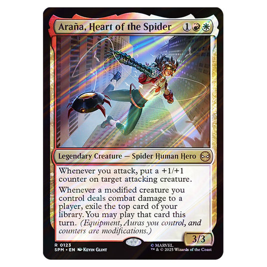 Araña, Heart of the Spider 0123 card from the Magic The Gathering set Marvel's Spider-Man