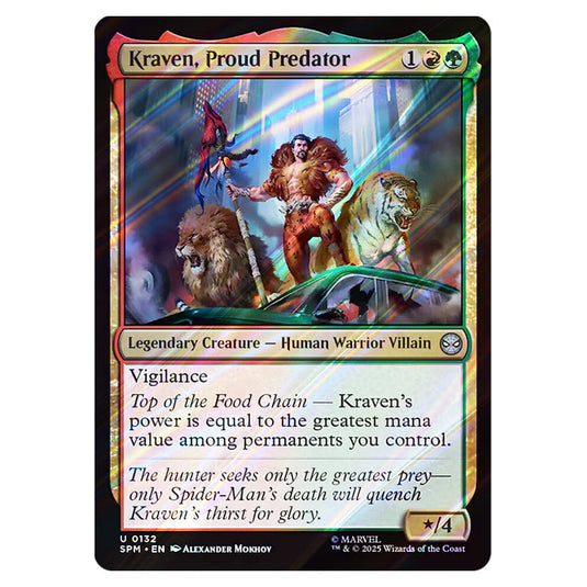 Kraven, Proud Predator 0132 card from the Magic The Gathering set Marvel's Spider-Man