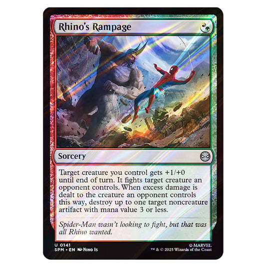 Rhino's Rampage 0141 card from the Magic The Gathering set Marvel's Spider-Man