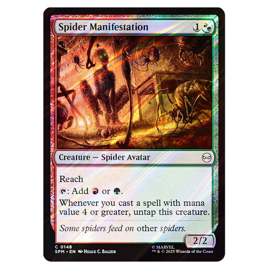 Spider Manifestation 0148 card from the Magic The Gathering set Marvel's Spider-Man