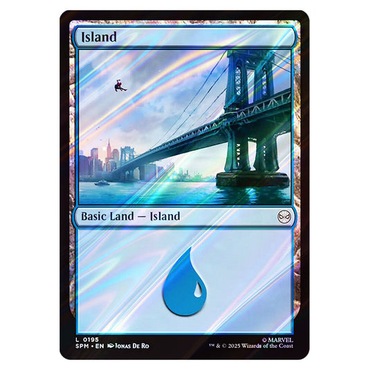 Island 0195 card from the Magic The Gathering set Marvel's Spider-Man