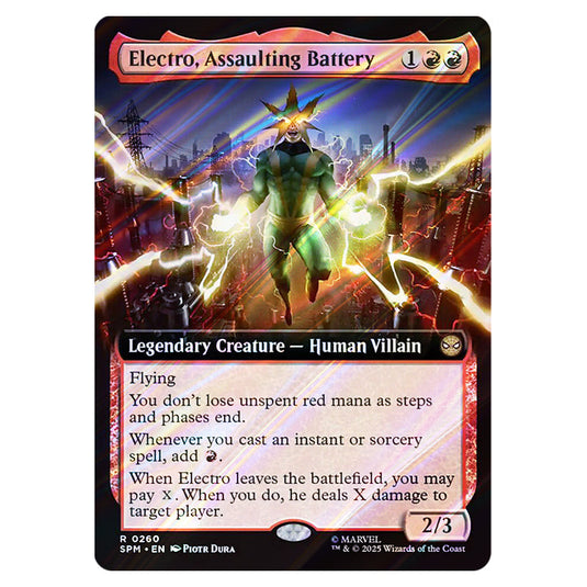 Electro, Assaulting Battery 0260 card from the Magic The Gathering set Marvel's Spider-Man