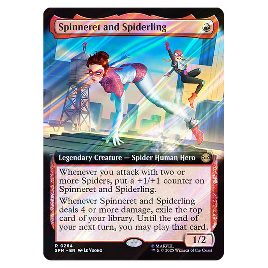 Spinneret and Spiderling 0264 card from the Magic The Gathering set Marvel's Spider-Man